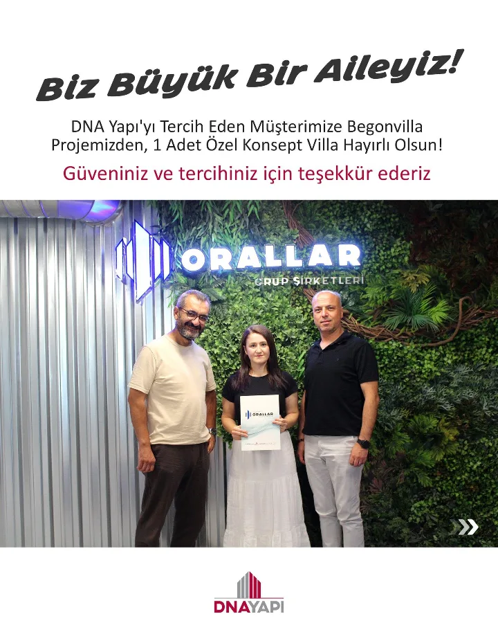 🏡 Begonvilla Projemizden 1 Adet Özel Konsept Villa Sezen & Murat Ertilav Ailesine Hayırlı Olsun!