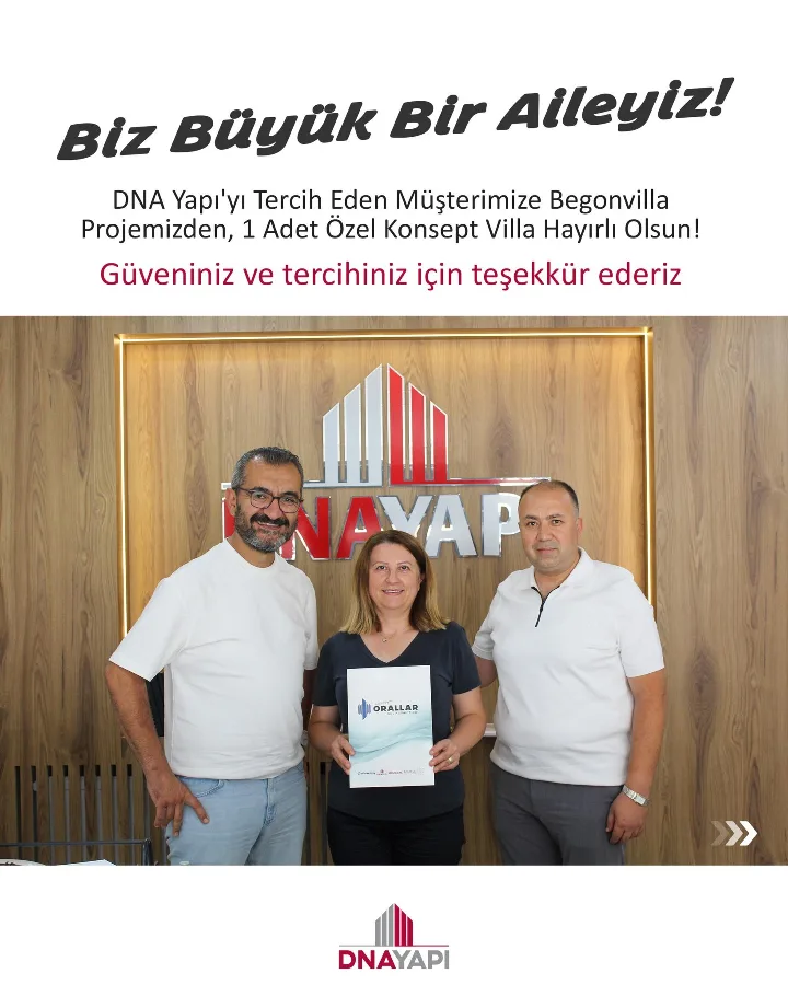 🏡 Begonvilla Projemizden 1 Adet Özel Konsept Villa Papatya & Tunahan Topçu Ailesine Hayırlı Olsun!